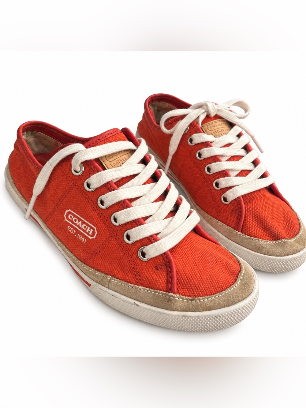 Orange Canvas Coach Sneakers